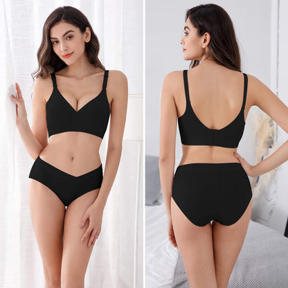 Vinfact 3 Pack Nursing Bras for Breastfeeding Seamless V Neck Maternity Bra Women Pregnancy Breastfeeding Bra