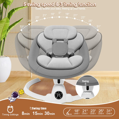 Electric Baby Swings for Infants to Toddler Baby Swing with Remote Control & Bluetooth Music 10-Preset Melodies (Pink)