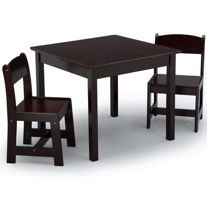 Delta Children MySize Kids Wood Table and Chair Set (2 Chairs Included) - Ideal for Arts & Crafts, Snack Time, & More - Greenguard Gold Certified, Bianca White, 3 Piece Set