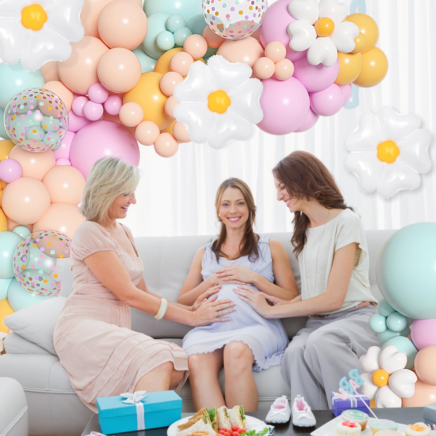 168Pcs Daisy Balloon Arch Garland Kit, Pastel Blue Orange Yellow Purple Confetti Daisy Wild Flower Balloons for Boho Two Groovy One Birthday Floral Girl Baby Shower Spring Wedding Party Decorations