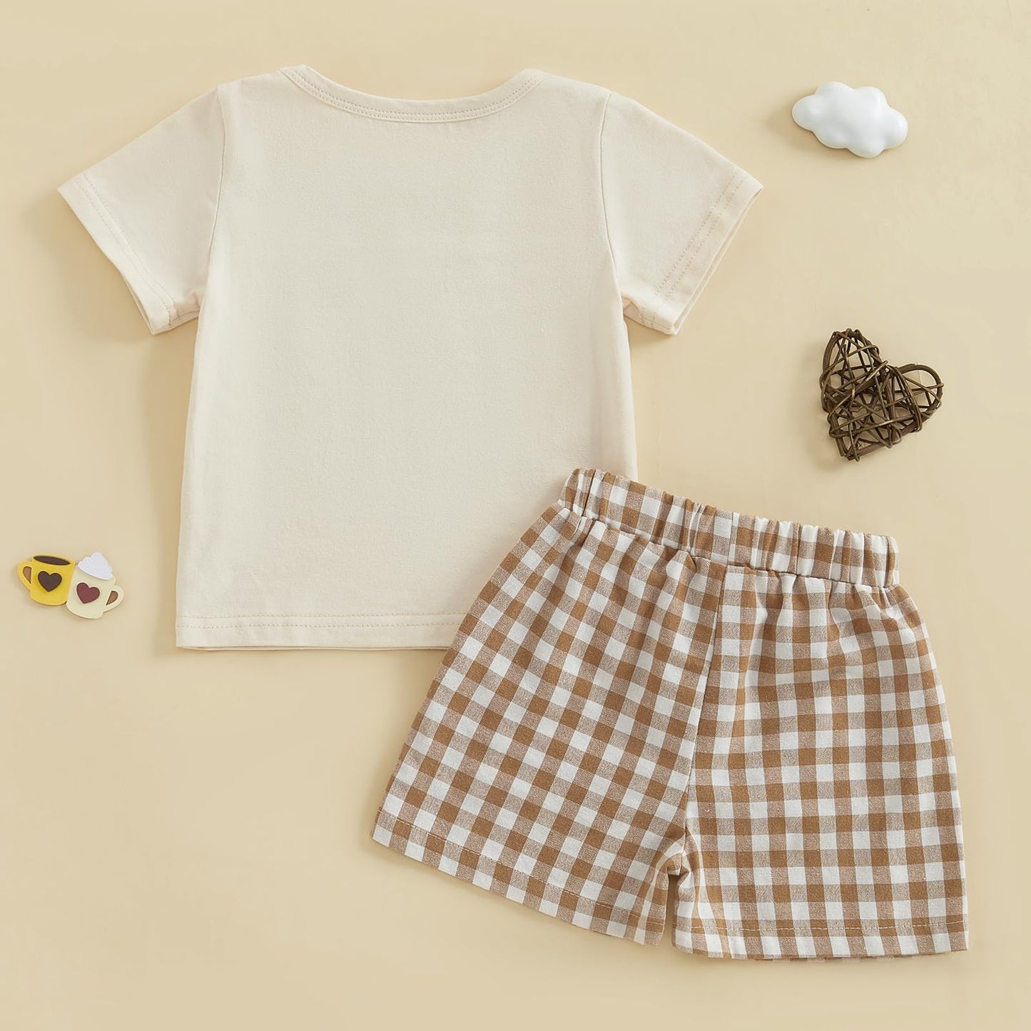 NZNDSHD Baby Boy Summer Clothes Daddys/Mamas Boy Matching Outfit Short Sleeve Embroidery T-shirt Plaid Toddler Shorts Set