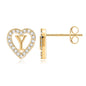 Anoup Heart Initial Stud Earrings - Gifts for Girls, Sterling Silver Post 14K Gold Plated All Over Hypoallergenic | CZ Simulated Diamond Stud Earrings | Birthday Gifts for Kids Toddlers Daughter