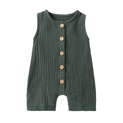 Infant Newborn Baby Boys Girls Cotton Linen Romper Summer Jumpsuit Sleeveless Overalls Clothing Set