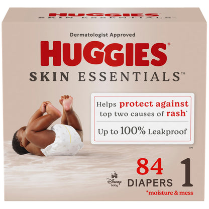 Huggies Size 2 Diapers, Skin Essentials Baby Diapers, Size 2 (12-18 lbs), 74 Count, Packaging May Vary