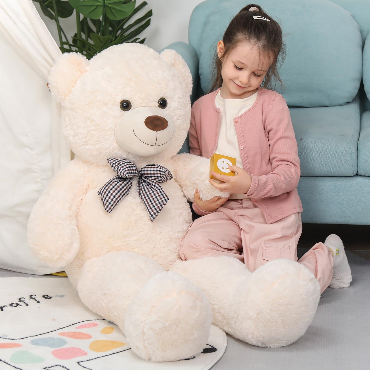 MaoGoLan Giant Big Teddy Bear 4 Feet 47 inch Life Size Tan Plush Bear Brown Stuffed Animal for Children Boyfriend