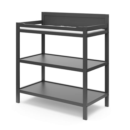 Storkcraft Alpine Changing Table (Black) – GREENGUARD Gold Certified Nursery Changing Table, Includes Water-Resistant Changing Pad, 2 Shelves for Nursery Storage and Organizing