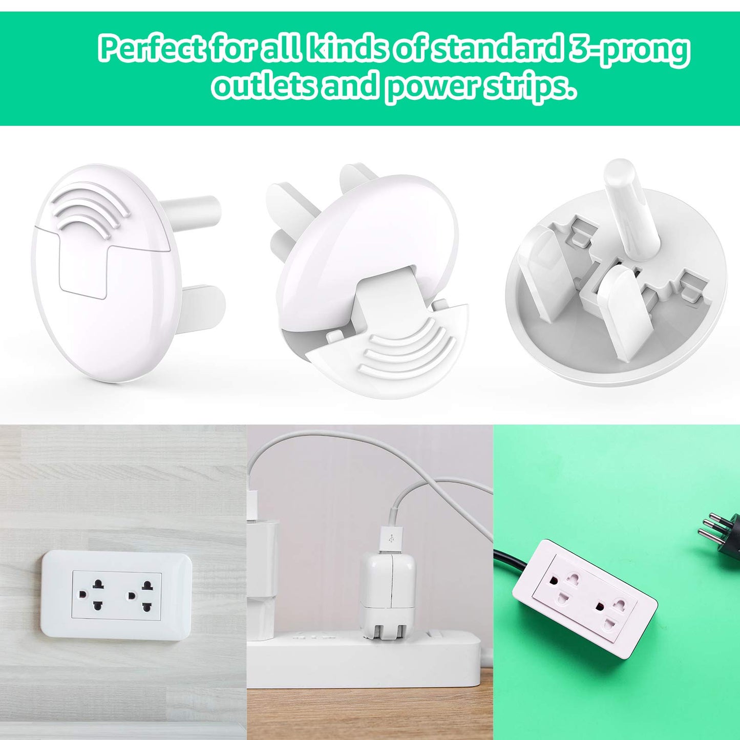 Mom's Choice Gold Awards Winner - Outlet Covers with Hidden Pull Handle Baby Proofing Plug Covers (45 Pack) 3-Prong Child Safety Socket Covers Electrical Outlet Protectors Kid Proof Outlet Cap