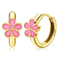 MILACOLATO 925 Sterling Silver Small Hoop Earrings Toddler 18K Gold Plated Huggie Hoop Earrings Daisy Flower Hoop Earrings for Women Hypoallergenic Earrings for Sensitive Ears