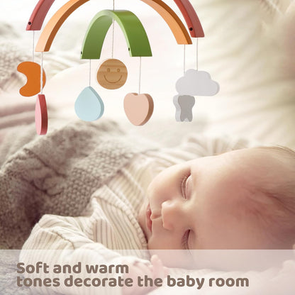 Wooden Crib Mobile Arm | Baby Crib Mobile Arm Wooden Holder | Rotatable Adjustable Anti Slip Attachment Clamp for Sturdy Mobile Hanger (Curved Arm)
