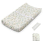 Blissful Diary Muslin Baby Changing Pad with Waterproof Lining Foam, Diaper Changing Table Pad with Cover for Dressers (Monstera, Avocado)