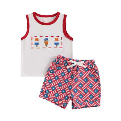 Kupretty Baby Boy Summer Clothes Sleeveless Tank Tops Vest T-Shirt + Casual Shorts Toddler Outfits Set