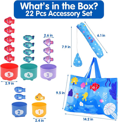 Montessori Toys for 1 Year Old - Cloth Fishing Game Baby Toys 6-12 12-18 Months with Stacking Cups - Sorting Learning Toddler Toy Age 1-2 - Babies First Birthday Gifts for 1 2 3 Year Boy Girl