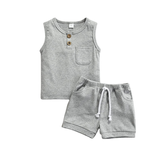 CIYCUIT 2Pcs Baby Boy Summer Clothes Infant Toddler Beach Outfits Sleeveless Tank Tops Shorts Set