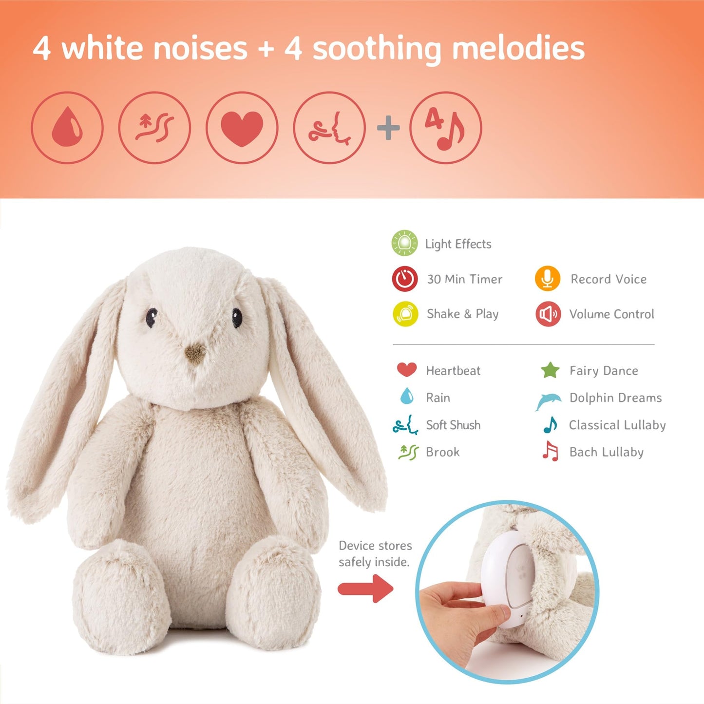 Cloud b Sound Machine with White Noise Soothing Sounds | Cuddly Stuffed Animal & Nomadic Nightlight | Record Parent Voice | Adjustable Settings & Auto-Shutoff | LoveLight™ Buddies - Drake The Dragon™