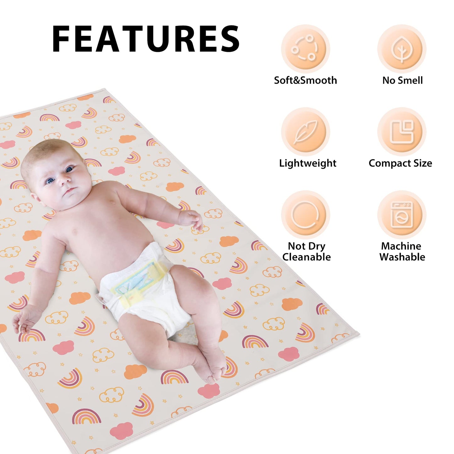 Vegan Leather Baby Changing Mat - Wipeable Portable Changing Pad, Foldable Travel Changing Mat for Baby, Newborns Toddlers Shower Gifts (Flower,20"*28")