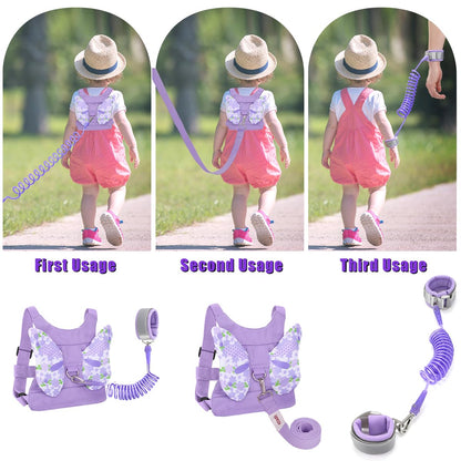 Toddlers Leash + Anti Lost Wrist Link Child Kids Safety Harness Kids Walking Wristband Assistant Strap Belt for Girl Pink Christmas Gift