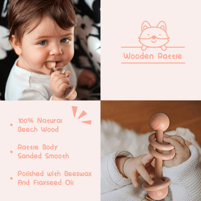 Baby Shower Gifts, Baby Gifts for Girls Boys, Unique Baby Gifts Basket Essentials Stuffs - Baby Lovey Blanket Newborn Bibs Socks Wooden Rattle & Greeting Card, Newborn Baby Gift Set