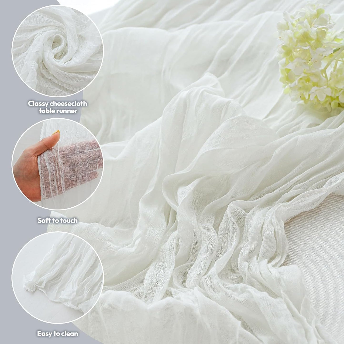 Light Pink Cheesecloth Table Runner 10ft Boho Rustic Gauze Cheese Cloth Spring Decor for Wedding Party Bridal Baby Shower Birthday Table Decorations