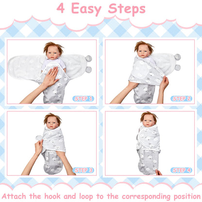 Ramede 6 Pack Baby Swaddle Blanket with Hats Sleep Swaddle for 0-3 Months Newborn Sacks Soft Cotton Wearable for Boy Girl