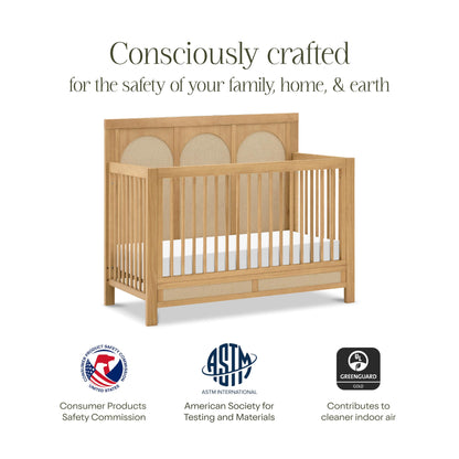 Namesake Eloise 4-in-1 Convertible Crib in French Sage Performance Sand Eco-Weave, GREENGUARD Gold Certified