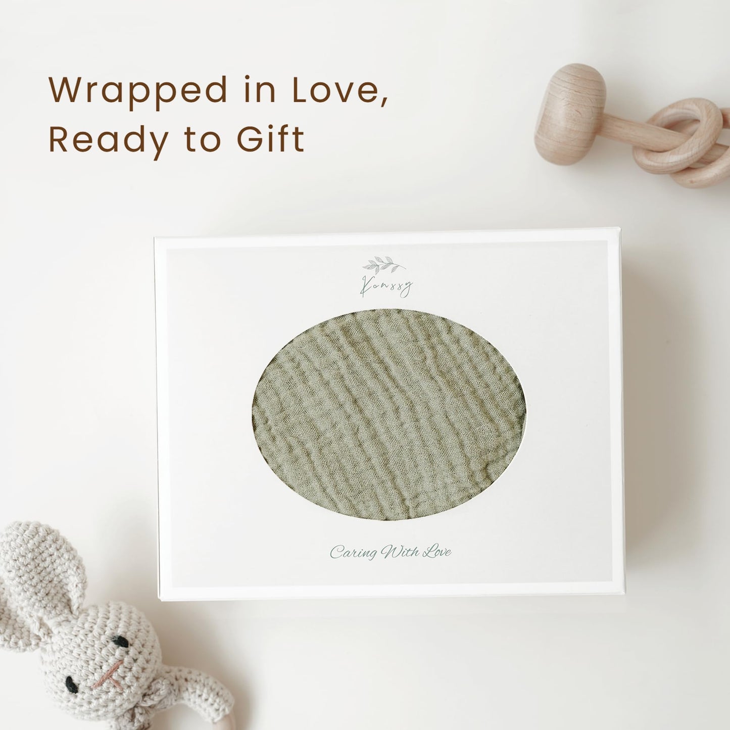 Konssy Car Seat Cover for Baby, Muslin Cotton Button Open Stroller Canopy for Babies Shower Gifts and Registry Search, Breathable Infant Sunshade Cover, Must Have for Unisex Boys and Girls, Fog Green