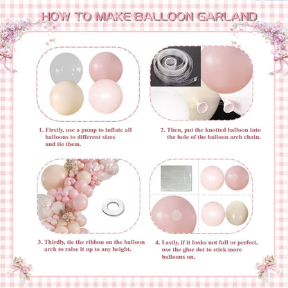 Dusty Pink Balloon Arch Kit, 126 Pcs Pastel Macaron Balloon Garland Kit Include Light Sand Pink Balloons for Birthday Baby Shower Wedding Bridal Gender Reveal Decorations