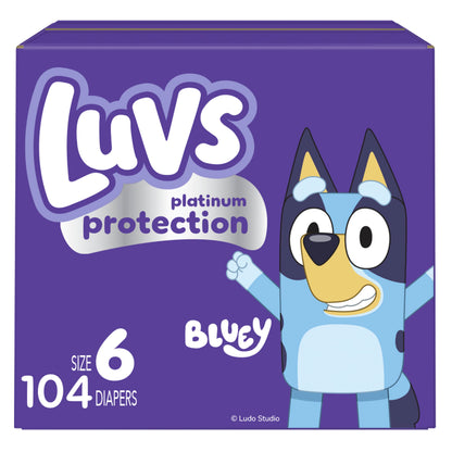 Luvs Size 1 Baby Diapers, Platinum Protection Bluey Diapers for Day & Night, Size 1, 294 Count (Packaging May Vary)