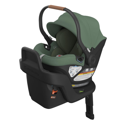 UPPAbaby Aria Lightweight Infant Car Seat/Just Under 6 lbs for Easy Portability/Base with Load Leg + Infant Insert Included/Direct Stroller Attachment/Declan (Oat Mélange/Chestnut Leather)