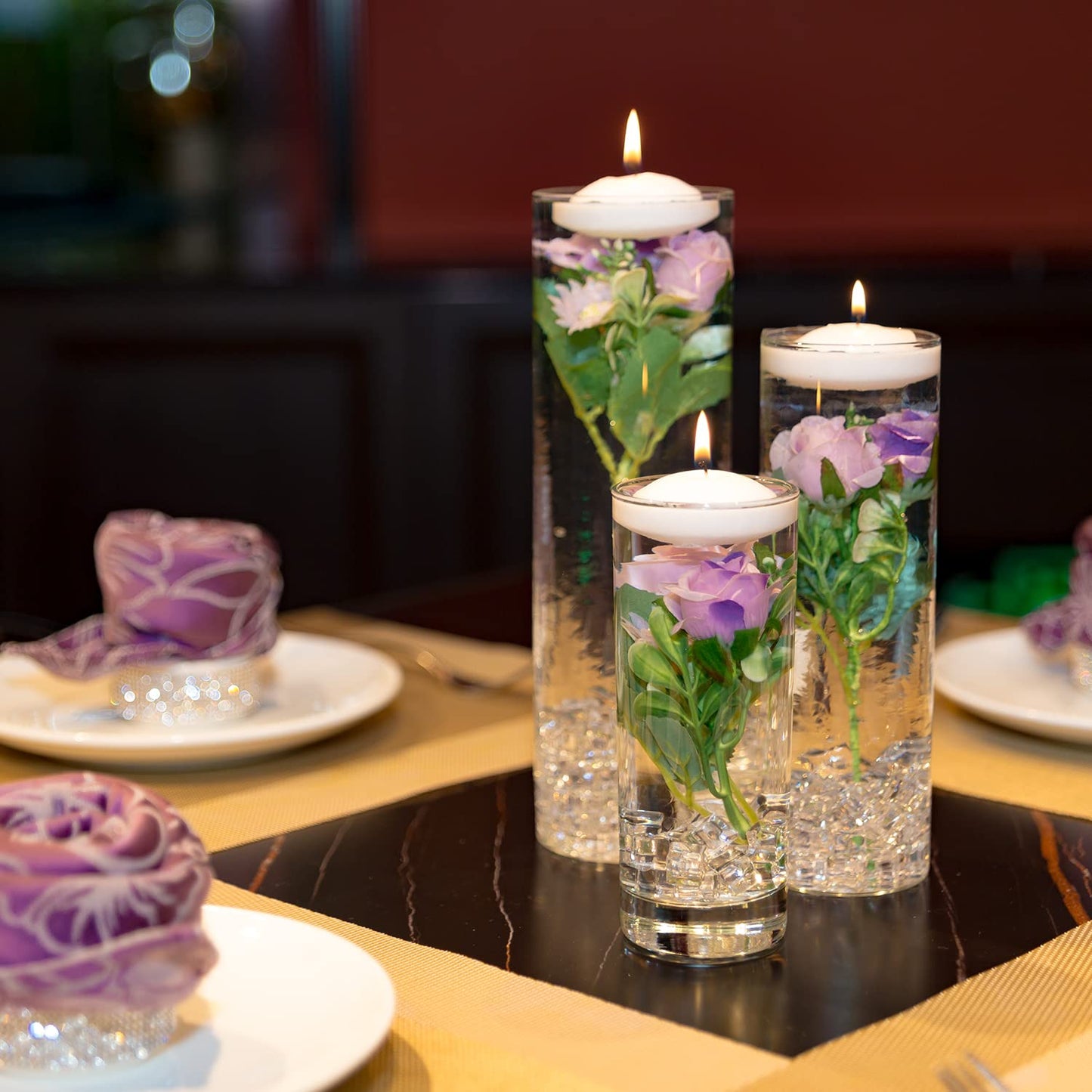 Artificial Phalaenopsis with Candles Diamond Lace Nearly Natural Orchid for Table Centerpiece Wedding Party Home Bar Restaurant Festival Decoration Pink Suit