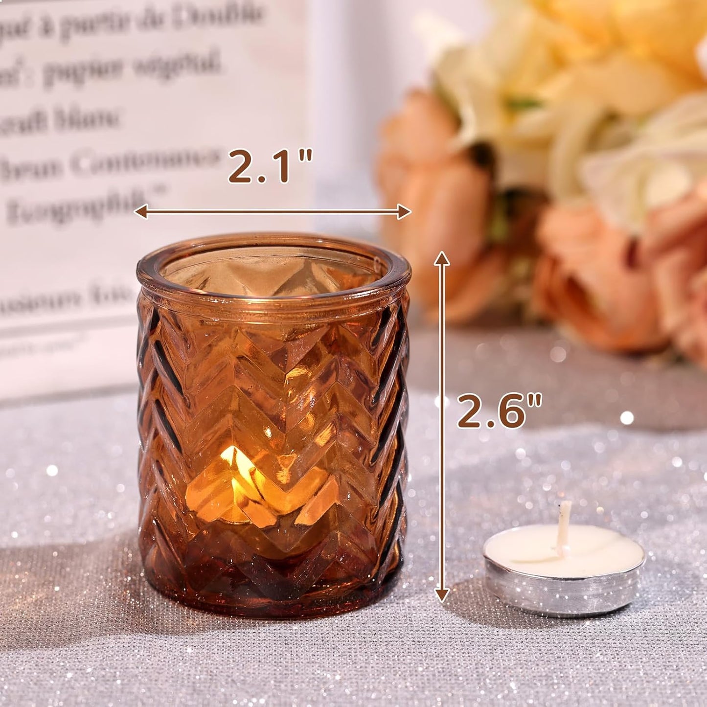 LAMORGIFT 12 PCS Blue Tealight Holders - Blue Votive Candle Holders for Wedding Party Decorations - Bulk for Wedding Reception, Bridal Shower, Baby Shower Party Decor