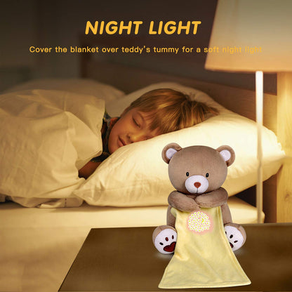 BEREST Baby Sleep Soother Bedtime Bunny with Starry Projector Night Light, Plush Stuffed Animal for Newborn Infants, Lullaby Music, White Noise, Mother's Heartbeat for Boys & Girls Shower Gifts