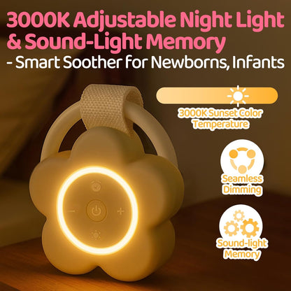 Portable White Noise Machine Baby Newborn Essentials & Adults - 25 Soothing Sounds | Rechargeable Travel Sound Machine Baby with Night Light | Timer & Volume Control | Nursery, Home, Sleep Aid