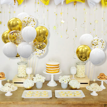 OuMuaMua 62Pcs Pink Gold Confetti Latex Balloons Kit, 12 Inch Pink White Gold Helium Balloons Party Supplies for Confession Proposal Wedding Girl Birthday Baby Shower Party Decoration