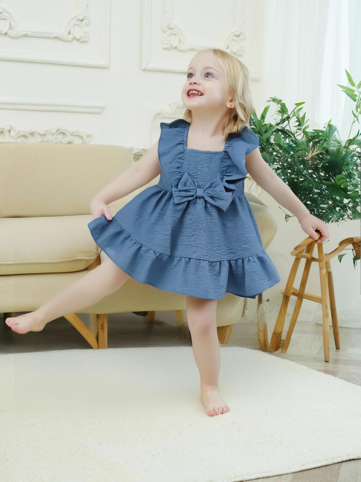 Renotemy Newborn Infant Baby Girl Dresses Summer Outfits Boho Casual Sundress Gifts Toddler Clothes for Girl with Hat and Bag