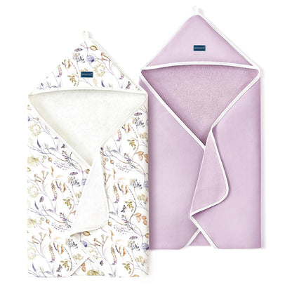 GRSSDER Baby Hooded Towel 2 Pack for Newborn, Super Soft Bath Towels with Original Design, Ultra Absorbent Knit Terry, Large Toddler Towels with Hood for Girls, Shower Gifts for Infant, 34"x 34"