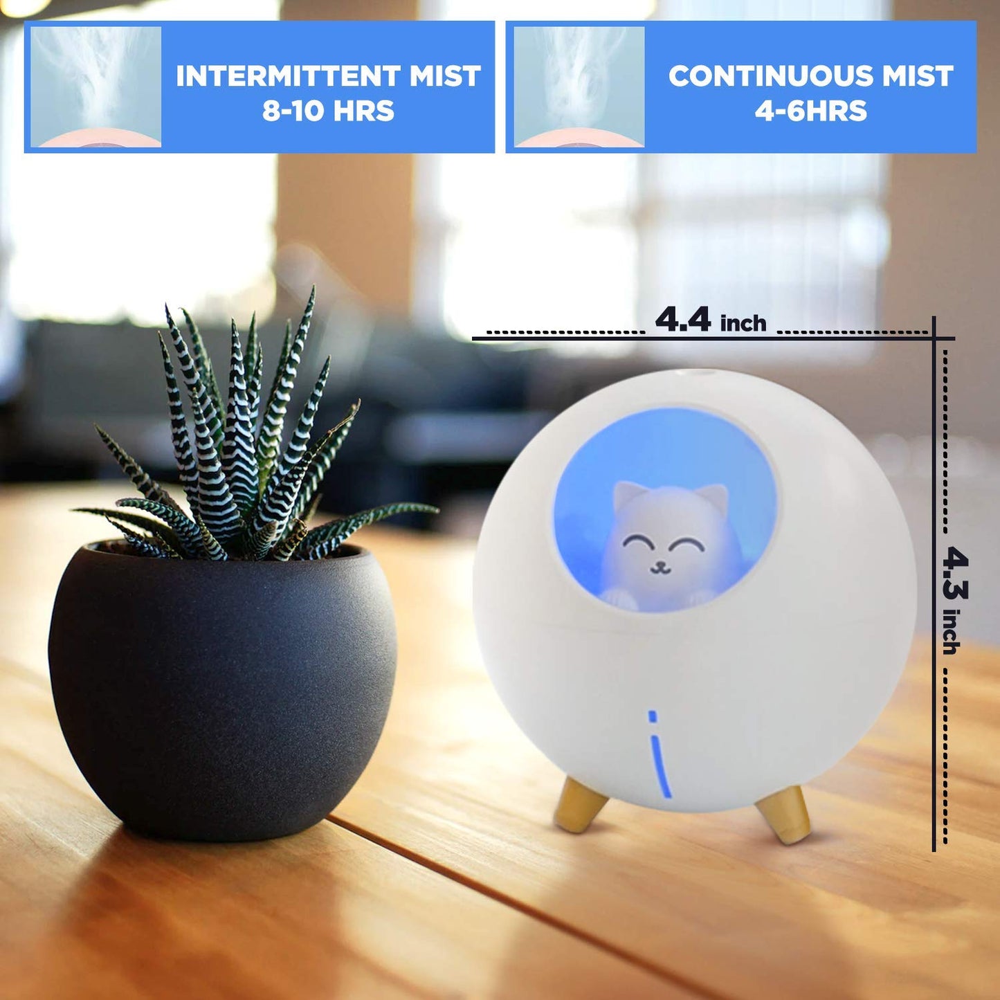Upgraded Ultrasonic Ultra-Quiet 220ml USB Cute Cool Mist Mini Humidifier, for Kids Baby Nursery Bedroom, 7-Color Lights 2 Mist Mode Auto Shutoff Whisper Silent Small Humidifier (Small, Pink)