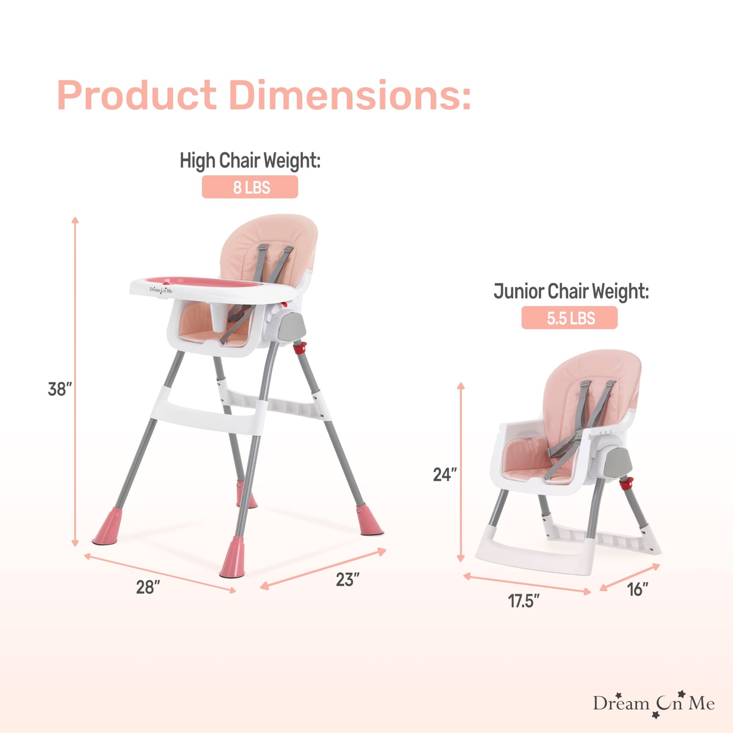 Dream On Me Portable 2-in-1 Tabletalk High Chair, Convertible Compact High Chair, Light Weight Portable Highchair, Grey