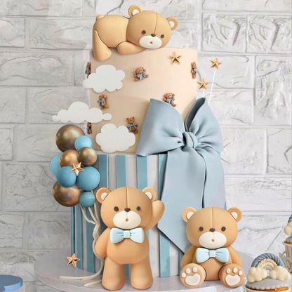 JeVenis Luxury Pink Bear Cake Decoration Baby Bear Baby Shower Cake Topper Bears Train Cake Decoration Baby Shower Birthday Cake Decoration