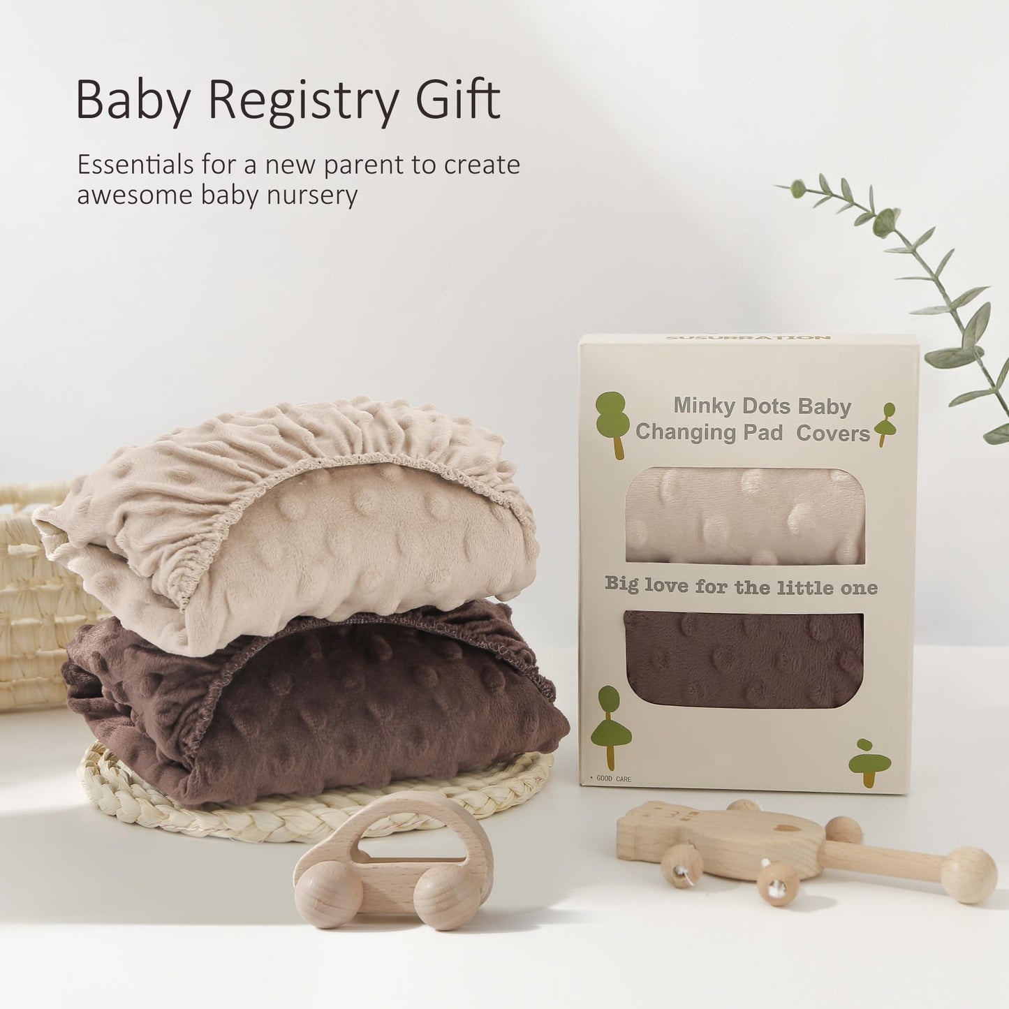Susurration 2Pack Changing Pad Covers Super Soft Minky Dots Plush Changing Table Covers 33x17x7in Breathable Changing Pad Sheets for Unisex Baby Girls and Boys (Beige&Brown)
