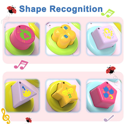 Baby Musical Ladybug Crawling Toys,Baby Toy 6-12 Months with Light-up Music, Early Educational Learning Montessori Toy, Infant Gift Toys for 7 8 9 10 11 Months 1-2 Years Old Newborn Girls (Pink)