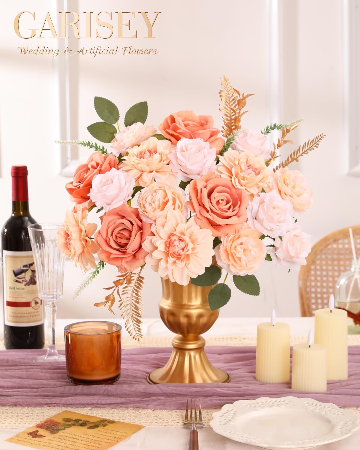 Artificial Flowers Combo for DIY Wedding Bouquets Combo Centerpieces Arrangements Party Bridal Baby Shower Home Decorations-Blush Pink