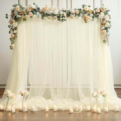 Champagne Tulle Backdrop Curtain for Parties Wedding 10ft×8ft Champagne Sheer Backdrop Curtains for Baby Shower Bridal Shower Reception Birthday Party Christmas Photoshoot Decorations 2 Panels