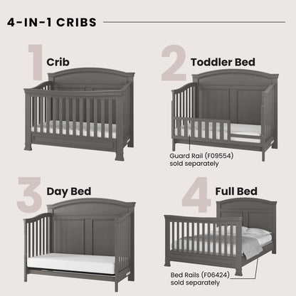 Child Craft Legacy Westgate 4-in-1 Convertible Crib, Baby Crib Converts to Day Bed, Toddler Bed and Full Size Bed, 3 Adjustable Mattress Positions, Baby Safe Finish, Fully Assembled (Vintage Linen)