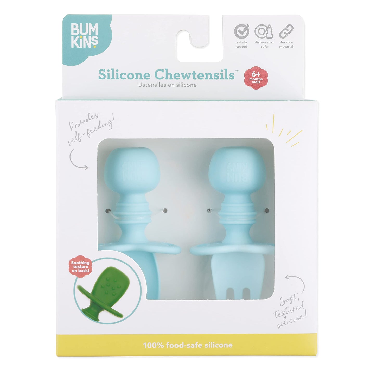 Bumkins Disney Baby Utensils Set, Chewtensils Silicone Spoons for Dipping, Self-Feeding, Baby Led Weaning, Trainer Learning, First Stage Eating, Soft Fork and Spoon, Babies 6 Months, Minnie Mouse