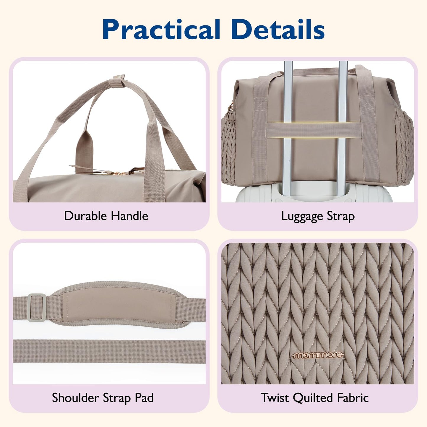 mommore Diaper Bag Tote, Large Capacity Travel Diaper bags, Hospital Bag for Labor Delivery, Baby Bag with Pacifier Case