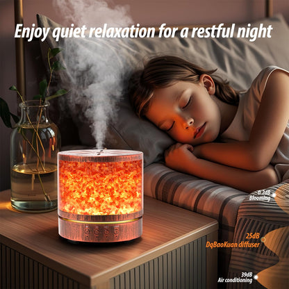 Essential Oil Diffuser Aromatherapy Diffuser - Himalayan Pink Salt Crystal Diffusers for Essential Oils with 7 Color Lights 2 Mist Mode, Reduce Noise Design for Baby Room, Yellow