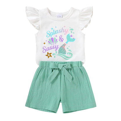 YOUNGER TREE Toddler Baby Girls Clothes Sunflower T-shirt + Bowknot Shorts with Cute Summer Girl Clothes Set