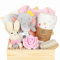Baby Gift Set for Newborn, Baby Shower Gifts, Wooden Baby Gift Basket Essentials Includes Infant Swaddle Blanket Onesies Rattle Toy Hair Bursh, New Born Baby Christmas Gifts for Girls Boys