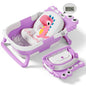 Collapsible Baby Bathtub for Newborn, Foldable Baby Bath Tub with Thermometer & Soft Floating Cushion & Drain Hole, Portable Travel Infant Bath Tubs for Newborns to Toddler 0-36 Months Girl, Pink