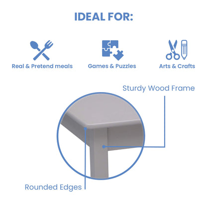 Delta Children MySize Kids Wood Table and Chair Set (2 Chairs Included) - Ideal for Arts & Crafts, Snack Time, & More - Greenguard Gold Certified, Bianca White, 3 Piece Set